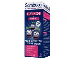 Olvos Sambucol Black Elderberry For Kids + Vitamin C Παιδικό Σιρόπι από Σαμπούκο για την Ενίσχυση του Ανοσοποιητικού, 120ml   Olvos Sambucol Black Elderberry For Kids + Vitamin C Παιδικό Σιρόπι από Σαμπούκο για την Ενίσχυση του Ανοσοποιητικού, 120ml