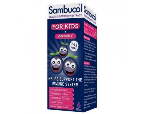 Olvos Sambucol Black Elderberry For Kids + Vitamin C Παιδικό Σιρόπι από Σαμπούκο για την Ενίσχυση του Ανοσοποιητικού, 120ml   Olvos Sambucol Black Elderberry For Kids + Vitamin C Παιδικό Σιρόπι από Σαμπούκο για την Ενίσχυση του Ανοσοποιητικού, 120ml
