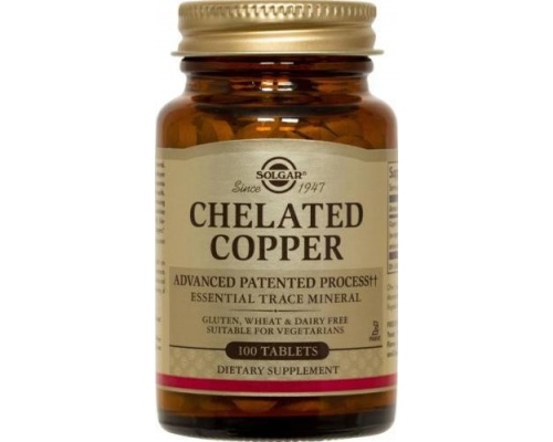 Solgar CHELATED COPPER Ο χαλκός βοηθάει στην απορρόφηση του σιδήρου, απαραίτητος στην ομαλή νευρική λειτουργία, η έλλειψή του μπορεί να επιδράσει δυσμενώς την ακεραιότητα δομών των οστών, των αρθρώσεων & των αγγείων 100 tabs   Solgar CHELATED COPPER Ο χαλκός βοηθάει στην απορρόφηση του σιδήρου, απαραίτητος στην ομαλή νευρική λειτουργία, η έλλειψή του μπορεί να επιδράσει δυσμενώς την ακεραιότητα δομών των οστών, των αρθρώσεων & των αγγείων 100 tabs