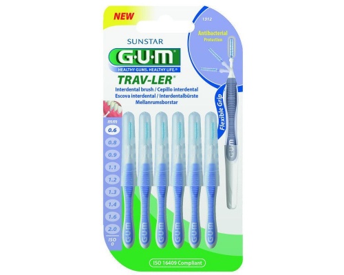 Gum 1312  Trav-ler Interdental Brush Μεσοδόντιο Βουρτσάκι 0,6mm 6 τεμάχια  Gum 1312  Trav-ler Interdental Brush Μεσοδόντιο Βουρτσάκι 0,6mm 6 τεμάχια
