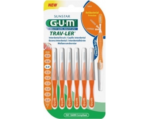 Gum 1412  Trav-ler Interdental Brush Μεσοδόντιο Βουρτσάκι 0,9mm 6 τεμάχια  Gum 1412  Trav-ler Interdental Brush Μεσοδόντιο Βουρτσάκι 0,9mm 6 τεμάχια