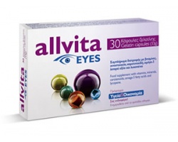 Allvita Eyes 30 Gelatine Capsules, Συμπλήρωμα Διατροφής με βιταμίνες, μέταλλα, ιχνοστοιχεία, καροτινοειδή, ωμέγα-3 λιπαρά οξέα και λυκοπένιο