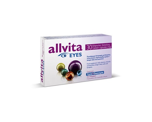 Allvita Eyes 30 Gelatine Capsules, Συμπλήρωμα Διατροφής με βιταμίνες, μέταλλα, ιχνοστοιχεία, καροτινοειδή, ωμέγα-3 λιπαρά οξέα και λυκοπένιο Allvita Eyes 30 Gelatine Capsules, Συμπλήρωμα Διατροφής με βιταμίνες, μέταλλα, ιχνοστοιχεία, καροτινοειδή, ωμέγα-3 λιπαρά οξέα και λυκοπένιο