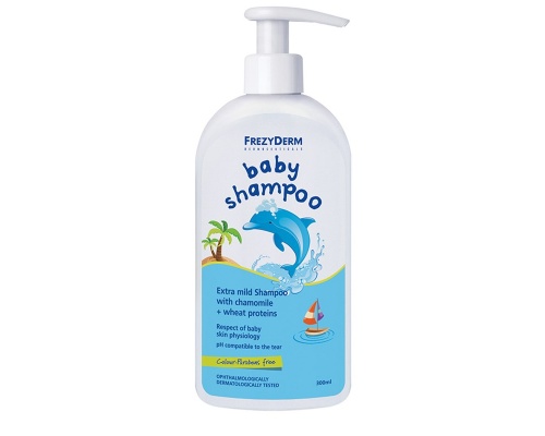 FREZYDERM BABY SHAMPOO, Απαλό Βρεφικό Σαμπουάν με Αντλία, καθαρίζει & περιποιείται Απαλά τα Μαλλάκια του Μωρού, ενώ Παράλληλα οι Πρωτεΐνες Σίτου που περιέχει ενισχύουν τη Δομή της Τρίχας, 200ml + 100ml ΔΩΡΟ