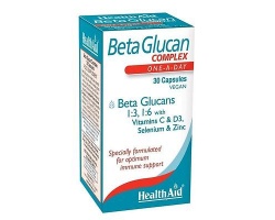HealthAid BetaGlucan COMPLEX Συμπλήρωμα από Βήτα Γλυκάνες, για την ενίσχυση του Ανοσοποιητικού Συστήματος, τη μείωση της Χοληστερίνης & την αντιμετώπιση των Αλλεργιών  30 vcaps  