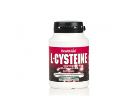 Health Aid L-Cysteine 550mg with Vitamin B6, Αμινοξύ Κυστεΐνη & Βιταμίνη Β6,Αυξάνει τον μεταβολισμό του σώματος,Σημαντικό στη σύνθεση της κερατίνης για υγιή μαλλιά,δέρμα & νύχια  30tabs  