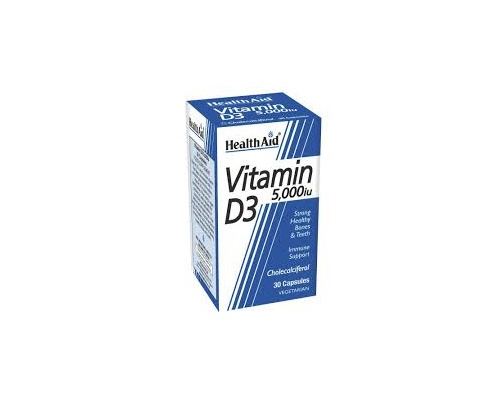 Health Aid Vitamin D3 5000i.u, Λιποδιαλυτή βιταμίνη απαραίτητη για πολλές λειτουργίες του οργανισμού, 30 tabs  Health Aid Vitamin D3 5000i.u, Λιποδιαλυτή βιταμίνη απαραίτητη για πολλές λειτουργίες του οργανισμού, 30 tabs