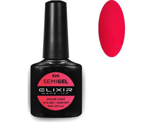 Elixir, semigel, uv/led, Ημιμόνιμο βερνίκι no826, 8ml Elixir, semigel, uv/led, Ημιμόνιμο βερνίκι no826, 8ml