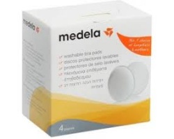 Medela Washable Bra Pads - Πλενόμενα επιθέματα στήθους, από ειδικό αντιμικροβιακό υλικό για μείωση των οσμών & βακτηριδίων, με ειδικές ραφές κατασκευασμένες με τεχνολογία υπερήχων 4 τεμ 