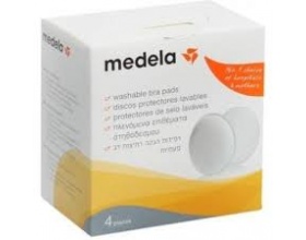 Medela Washable Bra Pads - Πλενόμενα επιθέματα στήθους, από ειδικό αντιμικροβιακό υλικό για μείωση των οσμών & βακτηριδίων, με ειδικές ραφές κατασκευασμένες με τεχνολογία υπερήχων 4 τεμ 