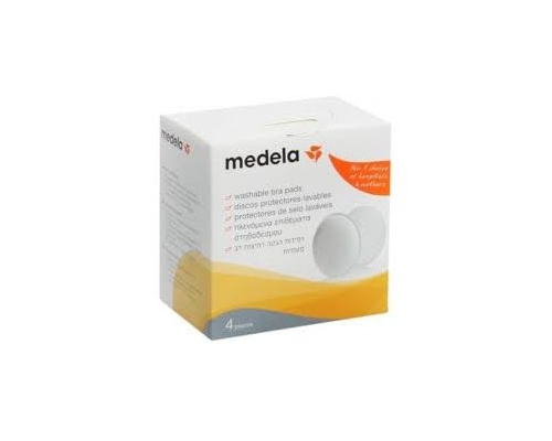 Medela Washable Bra Pads - Πλενόμενα επιθέματα στήθους, από ειδικό αντιμικροβιακό υλικό για μείωση των οσμών & βακτηριδίων, με ειδικές ραφές κατασκευασμένες με τεχνολογία υπερήχων 4 τεμ 