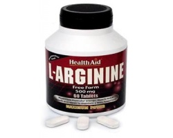 Health Aid L-Arginine 500mg,Αργινίνη, Αμινοξύ που διατηρεί το σώμα λεπτό & σφικτό, Προστατεύει & έχει θετική επίδραση στο ανοσοποιητικό, στα ανδρικά σεξουαλικά όργανα & στο ήπαρ  60 tabs  