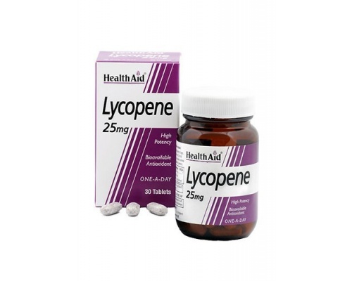 Health Aid Lycopene 25mg, Ένα από τα καροτινοειδή που χρησιμοποιούνται από τον οργανισμό για την υγεία του αίματος & των ιστών, 30 ταμπλέτες   Health Aid Lycopene 25mg, Ένα από τα καροτινοειδή που χρησιμοποιούνται από τον οργανισμό για την υγεία του αίματος & των ιστών, 30 ταμπλέτες