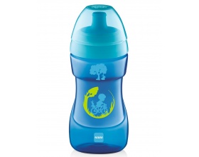 Mam ποτηράκι Sports cup, για μωρά 12+ μηνών,ποτηράκι εξόδου με κυρτό ανατομικό σχεδιασμό χρώματος μπλέ 330 ml 