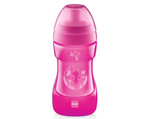 Mam ποτηράκι Sports cup, για μωρά 12+ μηνών,ποτηράκι εξόδου με κυρτό ανατομικό σχεδιασμό χρώματος ρόζ 330 ml  