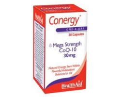 Health Aid CONERGY Q10,30mg,  Μοναδικές ευεργετικές ιδιότητες για την καρδιά και το ανοσοποιητικό σύστημα 30 κάψουλες   Health Aid CONERGY Q10,30mg,  Μοναδικές ευεργετικές ιδιότητες για την καρδιά και το ανοσοποιητικό σύστημα 30 κάψουλες