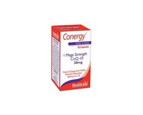 Health Aid CONERGY Q10,30mg,  Μοναδικές ευεργετικές ιδιότητες για την καρδιά και το ανοσοποιητικό σύστημα 30 κάψουλες   Health Aid CONERGY Q10,30mg,  Μοναδικές ευεργετικές ιδιότητες για την καρδιά και το ανοσοποιητικό σύστημα 30 κάψουλες