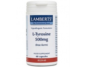 Lamberts L-Tyrosine 500mg 60caps, Συμπλήρωμα Διατροφής που βοηθά στην καλή λειτουργία των επινεφριδίων, της υπόφυσης και του θυρεοειδούς αδένα Lamberts L-Tyrosine 500mg 60caps, Συμπλήρωμα Διατροφής που βοηθά στην καλή λειτουργία των επινεφριδίων, της υπόφυσης και του θυρεοειδούς αδένα