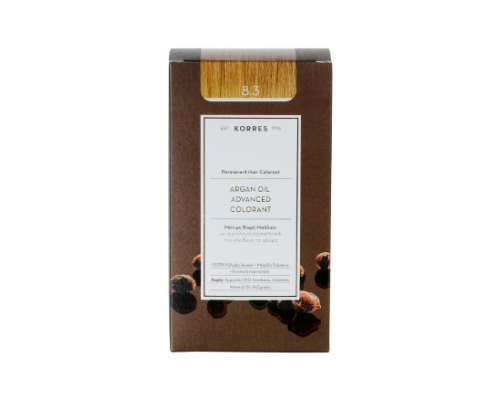 KORRES 8.3 Βαφή Μαλλιών με Έλαιο Argan & φυτική Κερατίνη, ΞΑΝΘΟ ΑΝΟΙΚΤΟ ΧΡΥΣΟ/ΜΕΛΙ 50ml KORRES 8.3 Βαφή Μαλλιών με Έλαιο Argan & φυτική Κερατίνη, ΞΑΝΘΟ ΑΝΟΙΚΤΟ ΧΡΥΣΟ/ΜΕΛΙ 50ml