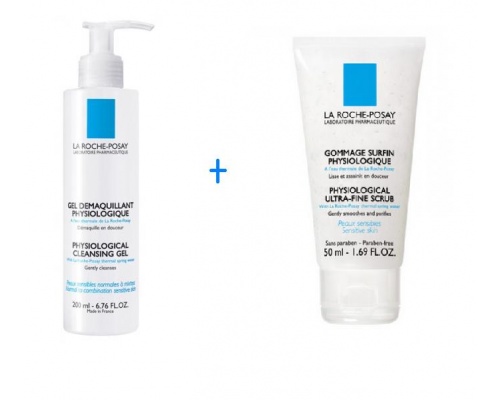 La Roche Posay Gel Demaquillant 200ml + Gommage Surfin Physiologique 50ml, Καθαρισμός και απαλό ντεμακιγιάζ προσώπου και Scrub που απομακρύνει τα νεκρά κύτταρα 