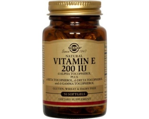 SOLGAR Vitamin E 200iu 50 softgels, Φυσικής πηγής βιταμίνη Ε με ισχυρή αντιοξειδωτική δράση SOLGAR Vitamin E 200iu 50 softgels, Φυσικής πηγής βιταμίνη Ε με ισχυρή αντιοξειδωτική δράση