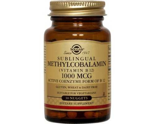 SOLGAR Methylcobalamin Vit. B-12 1000μg 30 nuggets, Η βιταμίνη Β12 είναι ζωτικής σημασίας για το νευρικό σύστημα και τον σχηματισμό υγειών ερυθρών αιμοσφαιρίων SOLGAR Methylcobalamin Vit. B-12 1000μg 30 nuggets, Η βιταμίνη Β12 είναι ζωτικής σημασίας για το νευρικό σύστημα και τον σχηματισμό υγειών ερυθρών αιμοσφαιρίων
