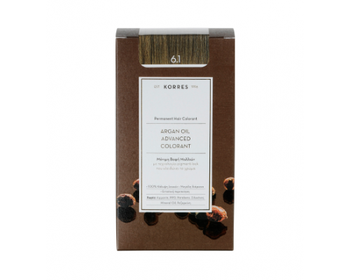 KORRES 6.1 Βαφή Μαλλιών με Έλαιο Argan & φυτική Κερατίνη ,  ΞΑΝΘΟ ΣΚΟΥΡΟ ΣΑΝΤΡΕ 50ml