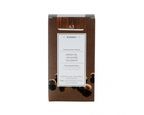 KORRES 6.3  Βαφή Μαλλιών με Έλαιο Argan & φυτική Κερατίνη,ΞΑΝΘΟ ΣΚΟΥΡΟ ΜΕΛΙ 50ml
