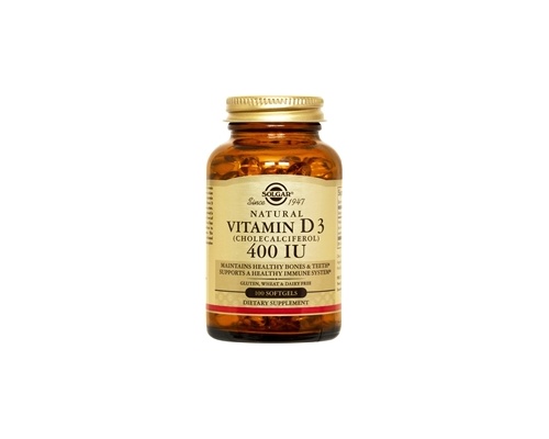 SOLGAR Vitamin D-3 400iu 100 softgels, Απαραίτητη για την απορρόφηση & αξιοποίηση του ασβεστίου & του φωσφόρου από τα οστά SOLGAR Vitamin D-3 400iu 100 softgels, Απαραίτητη για την απορρόφηση & αξιοποίηση του ασβεστίου & του φωσφόρου από τα οστά