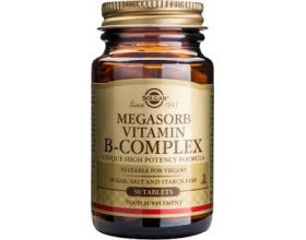 SOLGAR Megasorb B - Complex "50", Ισορροπημένο σύμπλεγμα βιταμινών Β σχεδιασμένο για βέλτιστη απορρόφηση και αξιοποίηση από τον οργανισμό 50 κάψουλες