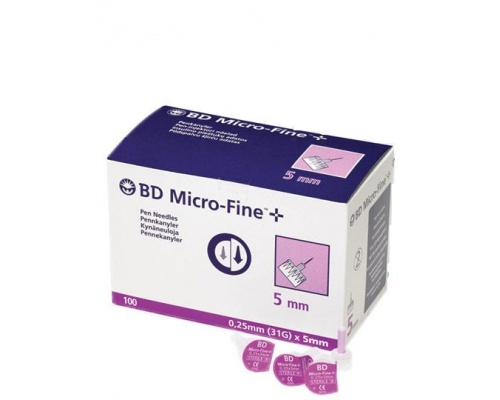 BD Micro-Fine+ Βελόνες για Πένες Ινσουλίνης 0.25 (31G) x 5mm, 100 τμχ BD Micro-Fine+ Βελόνες για Πένες Ινσουλίνης 0.25 (31G) x 5mm, 100 τμχ