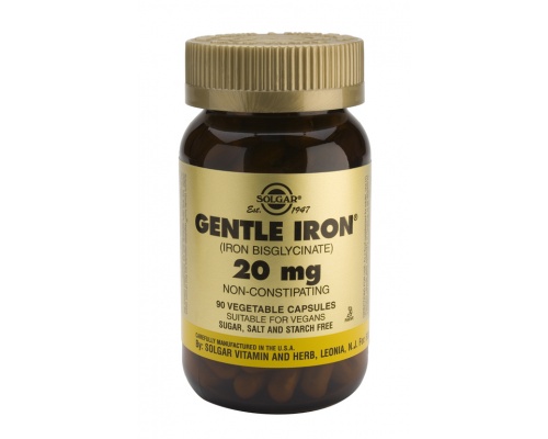 SOLGAR GENTLE IRON 20mg Συμπλήρωμα διατροφής σιδήρου 90 φυτικές κάψουλες 
