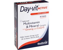 Health Aid Day-vit Active, Συμπλήρωμα διατροφής για ζωντάνια και πνευματική ενέργεια 30 ταμπλέτες  Health Aid Day-vit Active, Συμπλήρωμα διατροφής για ζωντάνια και πνευματική ενέργεια 30 ταμπλέτες