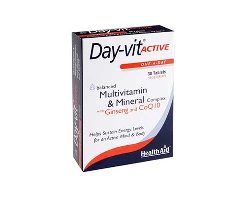 Health Aid Day-vit Active, Συμπλήρωμα διατροφής για ζωντάνια και πνευματική ενέργεια 30 ταμπλέτες  Health Aid Day-vit Active, Συμπλήρωμα διατροφής για ζωντάνια και πνευματική ενέργεια 30 ταμπλέτες