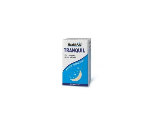 Health Aid Tranquil, Συμπλήρωμα διατροφής μείγματαν βοτάνων με ηρεμιστική δράση, για το άγχος και τη νευρικότητα 30 κάψουλες Health Aid Tranquil, Συμπλήρωμα διατροφής μείγματαν βοτάνων με ηρεμιστική δράση, για το άγχος και τη νευρικότητα 30 κάψουλες