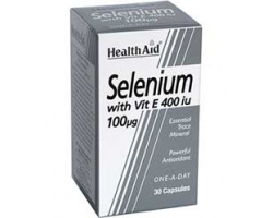 Health Aid Selenium με βιταμίνη Ε 400iu συμπλήρωμα διατροφής για την προστασία των κυττάρων του οργανισμού 30 κάψουλες