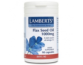 LAMBERTS Flax Seed Oil 1000mg, Συμπλήρωμα διατροφής ελαίου λιναρόσπορου πλούσιο σε ωμέγα 3 φυτικής προέλευσης 90 κάψουλες