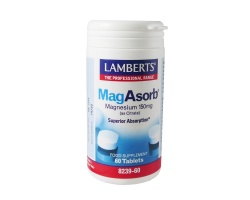 LAMBERTS Mag Asorb Magnesium 150mg, Συμπλήρωμα διατροφής μαγνησίου 60 ταμπλέτες LAMBERTS Mag Asorb Magnesium 150mg, Συμπλήρωμα διατροφής μαγνησίου 60 ταμπλέτες