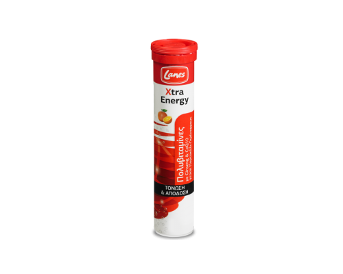 LANES Multivitamin Xtra energy,Πολυβιταμίνες με ginseng και CoQ10 με γεύση πορτοκάλι-γκρεϊπφρουτ για τόνωση και απόδοση 20 αναβράζουσες ταμπλέτες LANES Multivitamin Xtra energy,Πολυβιταμίνες με ginseng και CoQ10 με γεύση πορτοκάλι-γκρεϊπφρουτ για τόνωση και απόδοση 20 αναβράζουσες ταμπλέτες