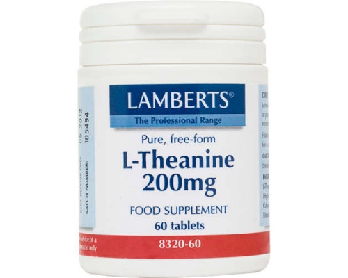 LAMBERTS L-THEANINE 200 mg, Αυξάνει τα επίπεδα των GABA (νευροδιαβιβαστών) και των κυμάτων Α στον εγκέφαλο, με αποτέλεσμα την πρόκληση ηρεμιστικής δράσης χωρίς συνοδό την υπνηλία  60 tabs  LAMBERTS L-THEANINE 200 mg, Αυξάνει τα επίπεδα των GABA (νευροδιαβιβαστών) και των κυμάτων Α στον εγκέφαλο, με αποτέλεσμα την πρόκληση ηρεμιστικής δράσης χωρίς συνοδό την υπνηλία  60 tabs