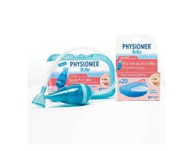 Physiomer Baby Nasal Aspirator, Ρινικός αποφρακτήρας για βρέφη 1 τεμάχιο & μία συσκευασία με 5 προστατευτικά φίλτρα