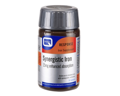 QUEST Synergistic Iron 15mg, Συμπλήρωμα διατροφής με σίδηρο, βιταμίνες Β, C και χαλκό 30 ταμπλέτες
