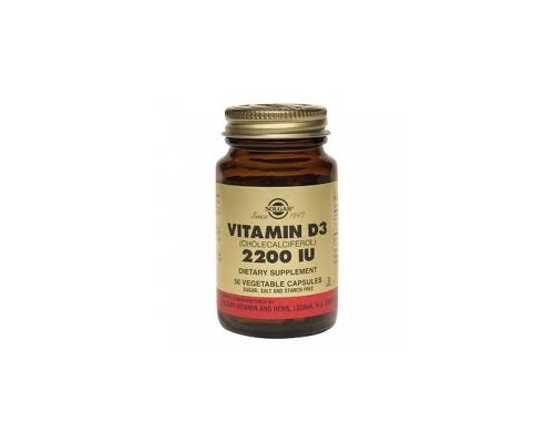 Solgar Vitamin D3 2200 IU, Συμπλήρωμα διατροφής με βιταμίνη D και A για τη σωστή υγεία των οστών, του νευρικού συστήματος και του ανοσοποιητικού 50 φυτικές κάψουλες Solgar Vitamin D3 2200 IU, Συμπλήρωμα διατροφής με βιταμίνη D και A για τη σωστή υγεία των οστών, του νευρικού συστήματος και του ανοσοποιητικού 50 φυτικές κάψουλες