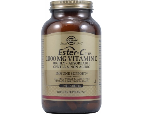 SOLGAR Ester-C 1000mg Συμπλήρωμα Διατροφής που έχει τα ίδια οφέλη με τη βιταμίνη C, αλλά προσφέρεται σε μη όξινη μορφή 180 ταμπλέτες  SOLGAR Ester-C 1000mg Συμπλήρωμα Διατροφής που έχει τα ίδια οφέλη με τη βιταμίνη C, αλλά προσφέρεται σε μη όξινη μορφή 180 ταμπλέτες