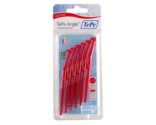 Tepe Angle Brush 0.5 Red (6 Brushes Per Pack)