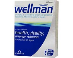 Vitabiotics Wellman, Πολυβιταμίνη ειδικά σχεδιασμένη για άνδρες με Ginseng, αμινοξέα, βιταμίνες και ιχνοστοιχεία 30 ταμπλέτες Vitabiotics Wellman, Πολυβιταμίνη ειδικά σχεδιασμένη για άνδρες με Ginseng, αμινοξέα, βιταμίνες και ιχνοστοιχεία 30 ταμπλέτες