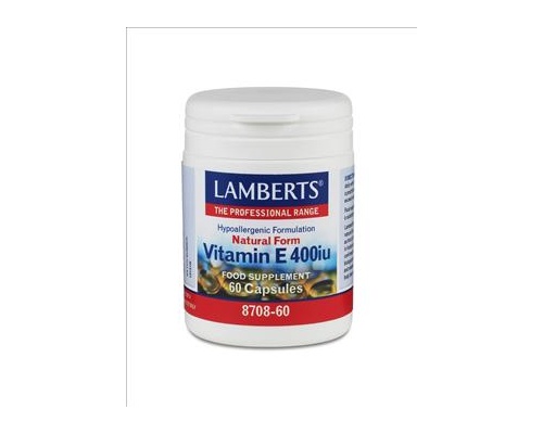 Lamberts Natural Vitamin E 400iu 60 caps, Συμπλήρωμα Διατροφής με αντιοξειδωτικές ιδιότητες που συμβάλλει στην καλή υγεία του δέρματος και του αναπαραγωγικού συστήματος Lamberts Natural Vitamin E 400iu 60 caps, Συμπλήρωμα Διατροφής με αντιοξειδωτικές ιδιότητες που συμβάλλει στην καλή υγεία του δέρματος και του αναπαραγωγικού συστήματος