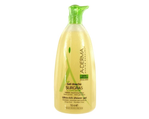 A-DERMA Gel Douche Surgras Ultra Rich Shower Gel 750ml, Αφρόλουτρο για ξηρές επιδερμίδες A-DERMA Gel Douche Surgras Ultra Rich Shower Gel 750ml, Αφρόλουτρο για ξηρές επιδερμίδες
