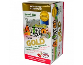 NATURE'S PLUS Animal Parade GOLD Συμπλήρωμα διατροφής με τη βιταμίνη D3, βιταμίνη Κ2, τα προβιοτικά με γεύση κεράσι 60 μασώμενα ζωάκια NATURE'S PLUS Animal Parade GOLD Συμπλήρωμα διατροφής με τη βιταμίνη D3, βιταμίνη Κ2, τα προβιοτικά με γεύση κεράσι 60 μασώμενα ζωάκια