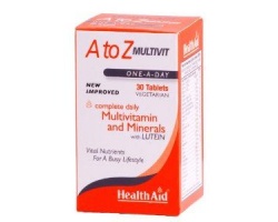 Health Aid A to Z MULTIVIT Πολυβιταμίνες με μέταλλα συμπλήρωμα διατροφής ιδανικό για εφήβους, μητέρες και αθλητές 30 ταμπλέτες  Health Aid A to Z MULTIVIT Πολυβιταμίνες με μέταλλα συμπλήρωμα διατροφής ιδανικό για εφήβους, μητέρες και αθλητές 30 ταμπλέτες